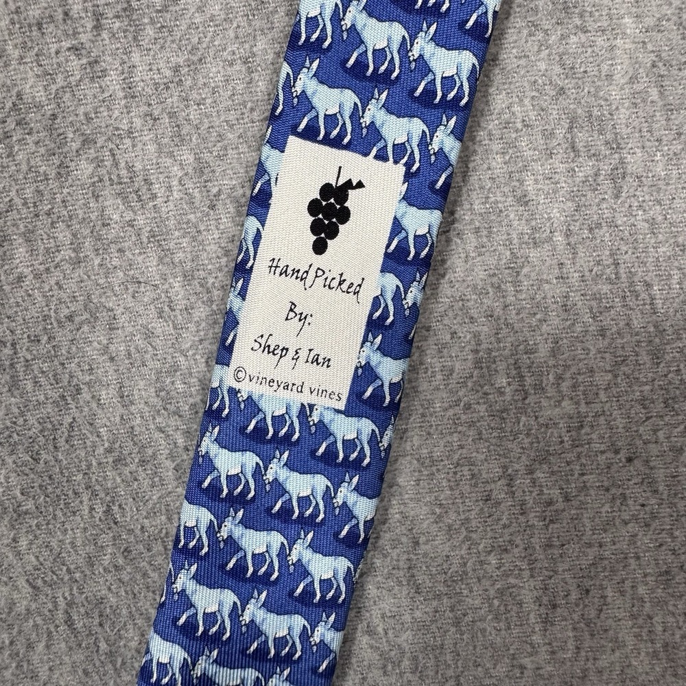 Vineyard Vines Mens Silk Tie Blue Democratic Donkey Political Animal Print USA - Picture 3 of 7